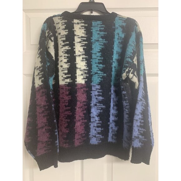 Vintage Saturdays M 1986 Wool Patchwork Crew Neck Pullover Sweater - Picture 3 of 8